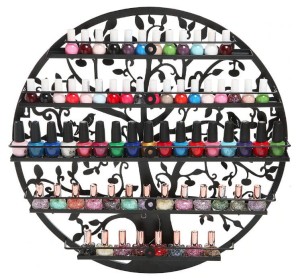 Półka naścienna na lakiery drzewo - czarna