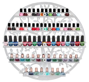 Półka naścienna na lakiery drzewo - biała